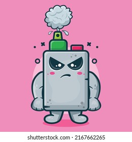 serious vape electronic cigarette character mascot with angry expression isolated cartoon in flat style design