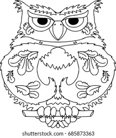 Seriously owl. Animals and birds cartoon characters, isolated on white