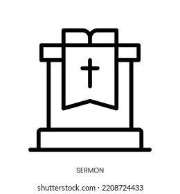 sermon icon. Line Art Style Design Isolated On White Background