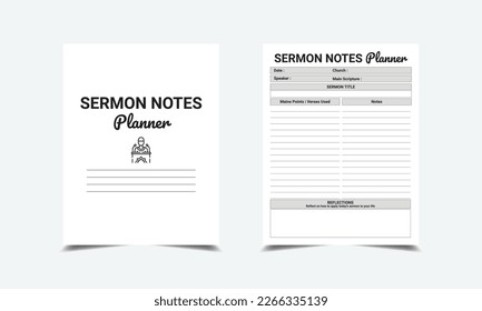 Sermon Notes Journal logbook planner template design for Low content KDP interior