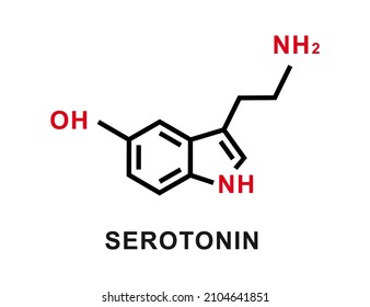 Serotonin chemical formula. Serotonin chemical molecular structure. Vector illustration