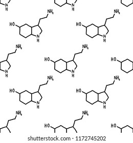 serotonin formula seamless doodle pattern