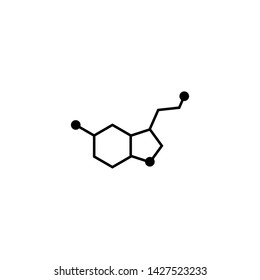 Serotonin molecular structure. neurotransmitter molecule. Skeletal chemical formula. Hormone of happiness and joy. Vector line illustration isolated on white