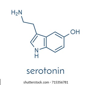 Serotonin Neurotransmitter Molecule. Skeletal Formula.