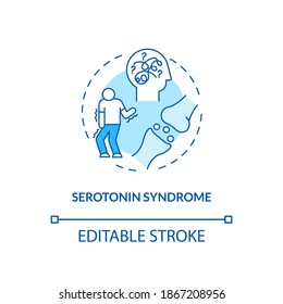 Serotonin Syndrome Concept Icon. Antidepressants Side Effect Idea Thin Line Illustration. Shivering, Diarrhea. High Nerve Cell Activity. Vector Isolated Outline RGB Color Drawing. Editable Stroke