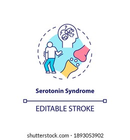 Serotonin Syndrome Concept Icon. Antidepressants Side Effect Idea Thin Line Illustration. Shivering, Diarrhea. Potentially Fatal Condition. Vector Isolated Outline RGB Color Drawing. Editable Stroke