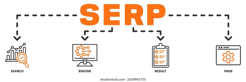 SERP banner web icon vector illustration concept with icon of search, engine, result, page