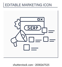 SERP line icon. Search engine results page. Results list.Website rating.Marketing concept. Isolated vector illustration. Editable stroke