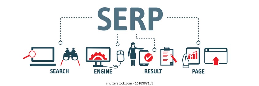 SERP Search Engine Result Page vector illustration concept - SERP are the pages displayed by search engines in response to a query by a searcher