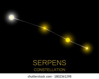 Serpens constellation. Bright yellow stars in the night sky. A cluster of stars in deep space, the universe. Vector illustration