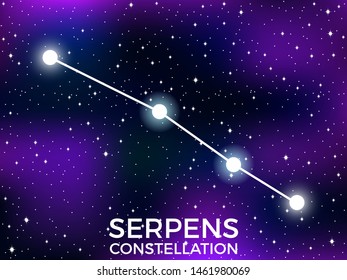 Serpens constellation. Starry night sky. Cluster of stars and galaxies. Deep space. Vector illustration