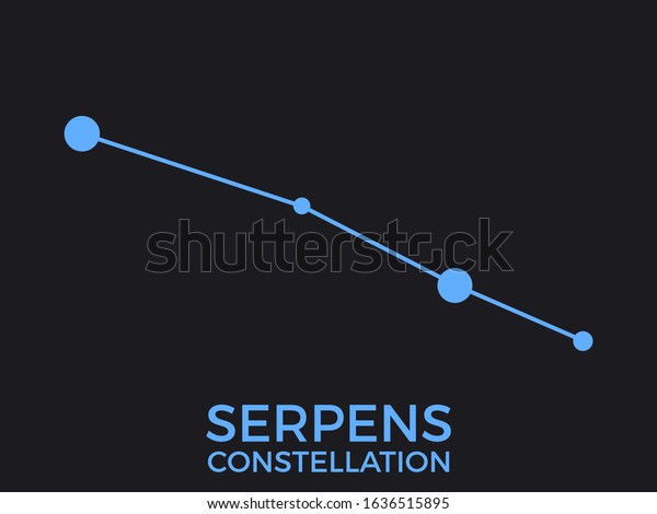 Serpens constellation. Stars in the night\
sky. Cluster of stars and galaxies. Constellation of blue on a\
black background. Vector\
illustration