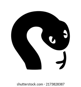 Serpent, adder, snake head, reptile and predator, wild animal, wildlife, vector, illustration in black color, isolated on white background