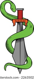Serpent Covering with Sword in The middle