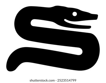 Efigie de serpiente, silueta de una serpiente basada en un artefacto de la tradición Hopewell, nativos americanos precolombinos. Forma cortada de la hoja de mica, de unos 2000 años de antigüedad. Ilustración aislada.