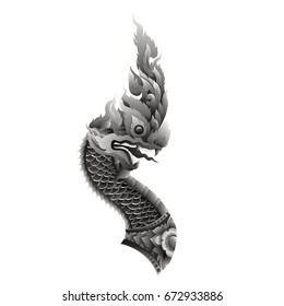 Serpent king or king of na ga head isolated on white background, Animals of Holy thing in Thai and Lao literature vector illustration.