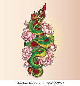 serpent king or king of naga Thai vector illustration