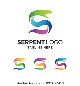serpent logo with letter s and colorful concept