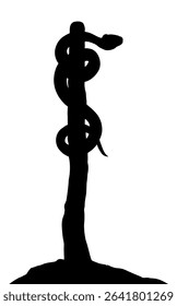 The serpent on the pole. Vector drawing