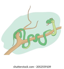 A serpent on a tree. Vector illustration.
