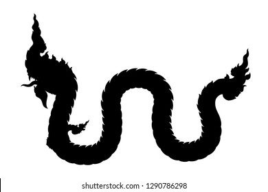 Serpent silhouette vector. King of Nagas. Great Naga.