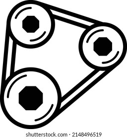 serpentine belt Vector Icon Design, Motor Vehicle Service and automobile repair shop Symbol, Lorry spare part Sign,  automotive technician equipment stock illustration, Engine belt with pulley Concept