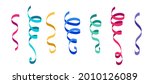 Serpentine carnival ribbons set vector background. Colorful paper streamers isolated on white for gift, greeting, festive design.