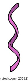 Serpentine. Color vector illustration. Nice decoration for the holidays. Decorative crimson ribbon rolled into a spiral. Cartoon style. Isolated background. Idea for web design.