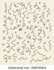 Serpentine and confetti simple lines vector design elements set