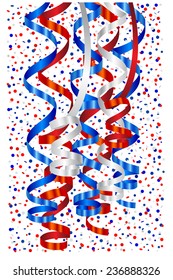 Serpentine and confetti in white, blue and red