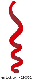 Serpentine. Cute red decoration for the holiday. The decorative ribbon is rolled up in a spiral. Colored vector illustration. Flat style. Outlines on an isolated background. Idea for web design. 