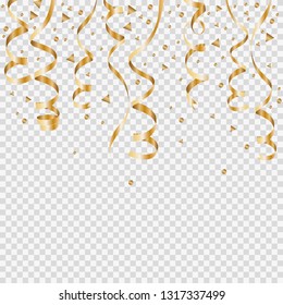 Serpentine gold and silver isolated. Confetti festive sparkling and brilliant. Vector illustration. Vector.
