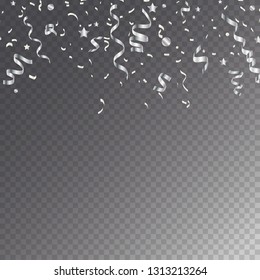 Serpentine golden  isolated on checkered background. Gold confetti. Festive vector illustration - Векторная графика