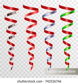 Serpentine for holidays. Set of vector isolated images on a transparent background.