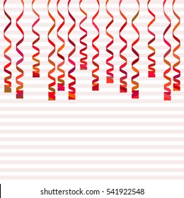 Serpentine isolated on background. Colorful ribbons. Vector Illustration. Falling swirl decoration for party, birthday celebrate, anniversary or event, festive.