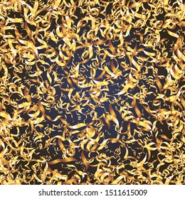 Serpentine, knick-knackery and sparkles seamless pattern. Jewelry on a dark background. Abstract wallpaper wrapping decoration. Symbol of winter, merry christmas