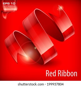 Serpentine, red ribbon and text on background, vector illustration