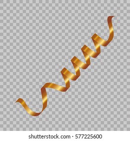 serpentine ribbon, isolated on background. Streamers confetti . Vector Illustration of gold decoration. Falling light decoration for party, birthday celebrate, anniversary or event, festive.