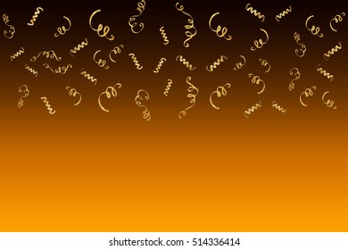 Serpentine ribbons, isolated on background. Streamers confetti . Vector Illustration of Golden decoration. Falling golden decoration for party, birthday celebrate, anniversary or event, festive.