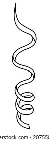 Serpentine. Sketch. Vector illustration. Nice decoration for the holiday. The decorative ribbon is rolled up in a spiral. Coloring book for children. Outlines on an isolated white background. Doodle 