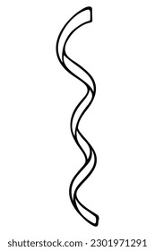 Serpentine. Sketch. Vector illustration. Nice decoration for the holidays. Decorative ribbon rolled into a spiral. Coloring book for children. Outlines on an isolated background. Doodle style. 