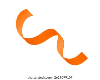 Serpentine streamer ribbon vector background. Colorful celebration paper spiral decoration isolated on white for gift, greeting, festive design.