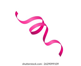 Serpentine streamer ribbon vector background. Colorful celebration paper spiral decoration isolated on white for gift, greeting, festive design.