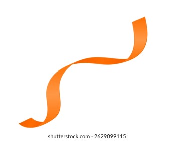 Serpentine streamer ribbon vector background. Colorful celebration paper spiral decoration isolated on white for gift, greeting, festive design.
