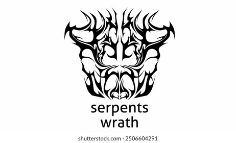 serpents wrath text typography metal slogan vector illustration neo tribal sigilism style