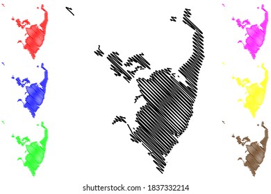 Serra City (Federative Republic of Brazil, Espirito Santo State) map vector illustration, scribble sketch City of Serra map