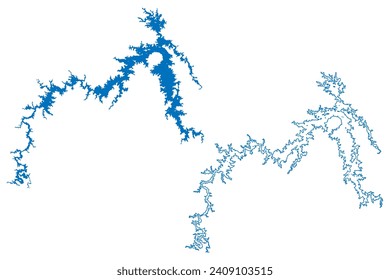 Serra da Mesa Lake (Federative Republic of Brazil) map vector illustration, scribble sketch Reservoir Sao Felix dam map