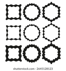 Serrated frame collection. Jagged edge shapes. Decorative border Vector. Ornate line art.