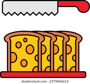 serrated knife with whole grain Bread concept, bread knives vector icon design, Bakery and Baked Goods symbol, Culinary and Kitchen Education sign, Recipe development stock illustration