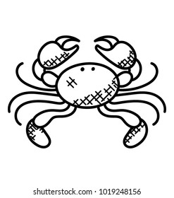 
A Serrated Mud Crab Hand Drawn Doodle Icon
